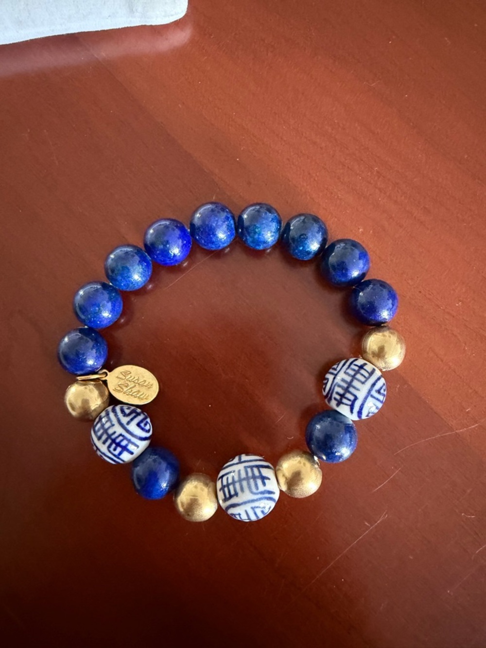 Susan Shaw chinoiserie blue and gold bracelet